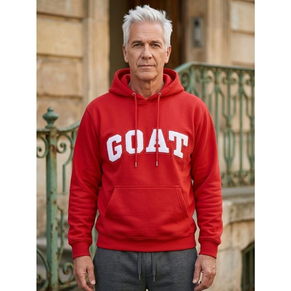 Gallery Red GOAT Hoodie with White Lettering